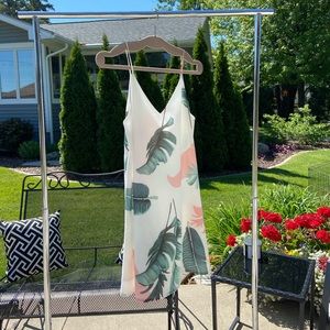 SHEIN tropical/floral white swing dress